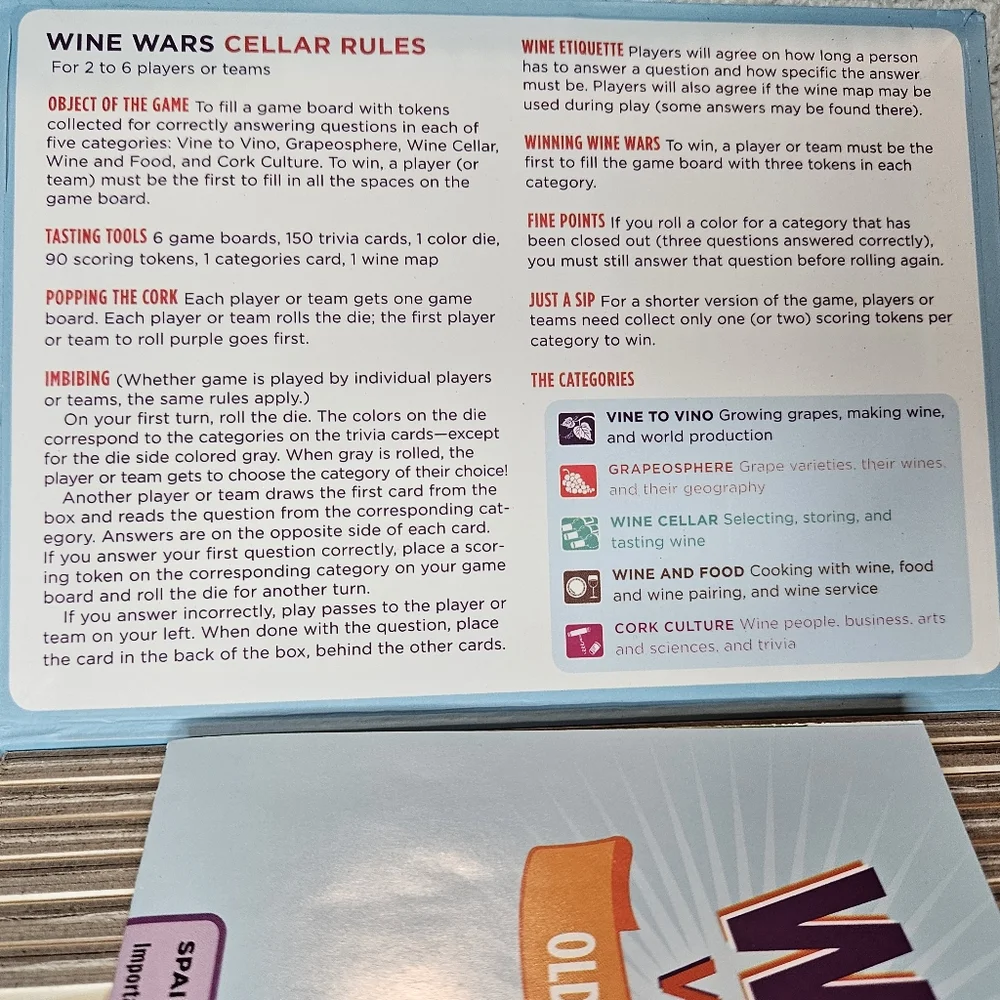 Wine Wars Trivia Game Card Game - Picture 6 of 16